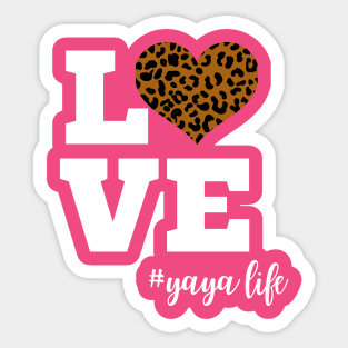 Love Yaya Life Leopard Print Heart Sticker